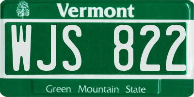 VT license plate WJS822