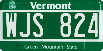 VT license plate WJS824