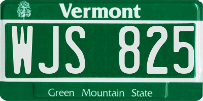 VT license plate WJS825