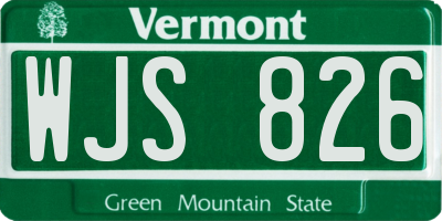 VT license plate WJS826