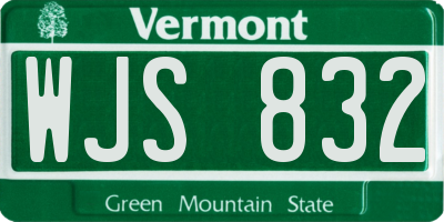 VT license plate WJS832