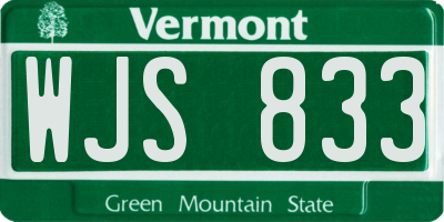 VT license plate WJS833