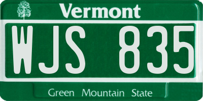VT license plate WJS835