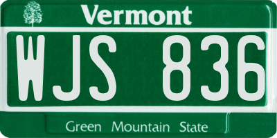 VT license plate WJS836