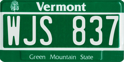 VT license plate WJS837