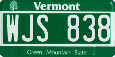 VT license plate WJS838