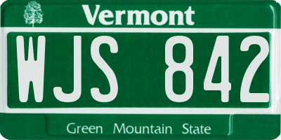 VT license plate WJS842