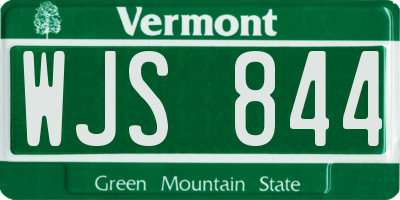 VT license plate WJS844