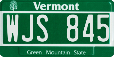 VT license plate WJS845