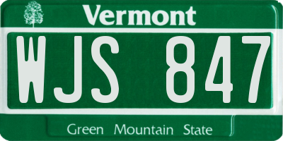 VT license plate WJS847