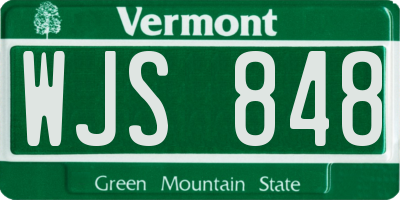 VT license plate WJS848