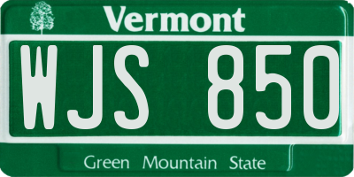 VT license plate WJS850