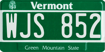 VT license plate WJS852