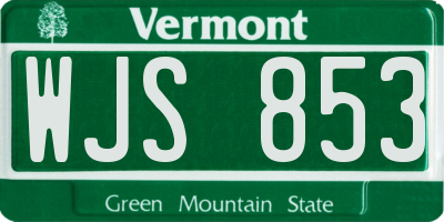 VT license plate WJS853
