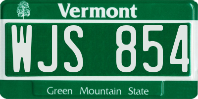 VT license plate WJS854