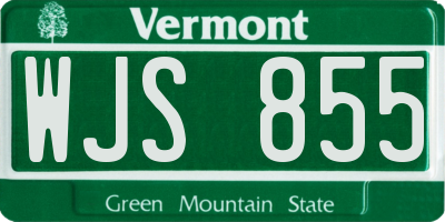 VT license plate WJS855