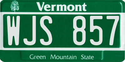 VT license plate WJS857