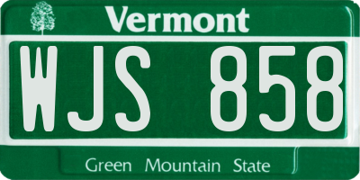 VT license plate WJS858