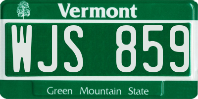 VT license plate WJS859