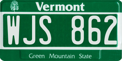 VT license plate WJS862