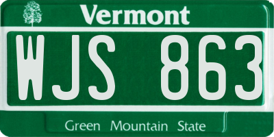 VT license plate WJS863