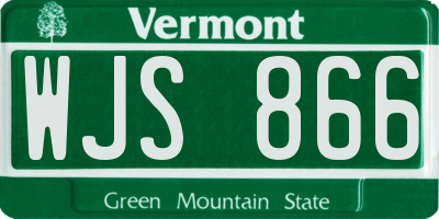 VT license plate WJS866