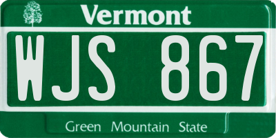 VT license plate WJS867