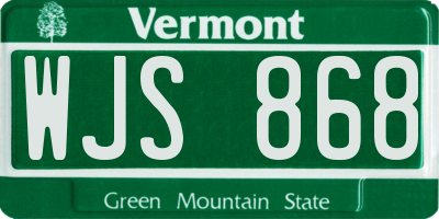 VT license plate WJS868