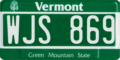 VT license plate WJS869