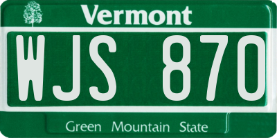 VT license plate WJS870
