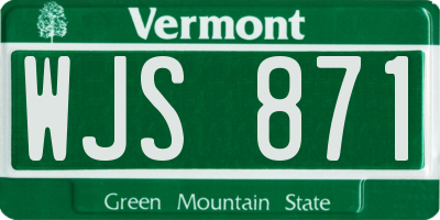 VT license plate WJS871
