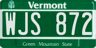 VT license plate WJS872