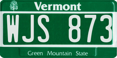 VT license plate WJS873