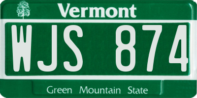 VT license plate WJS874