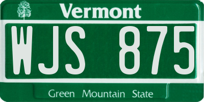 VT license plate WJS875
