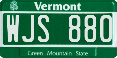 VT license plate WJS880