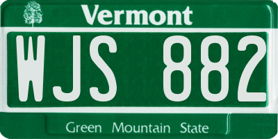 VT license plate WJS882