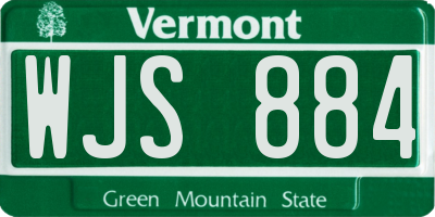 VT license plate WJS884