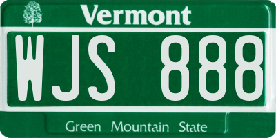 VT license plate WJS888