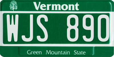 VT license plate WJS890