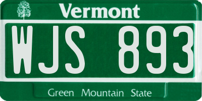 VT license plate WJS893