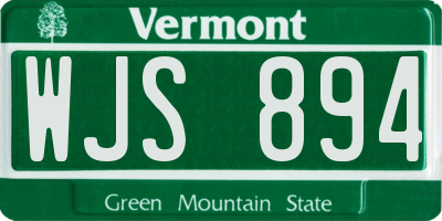 VT license plate WJS894