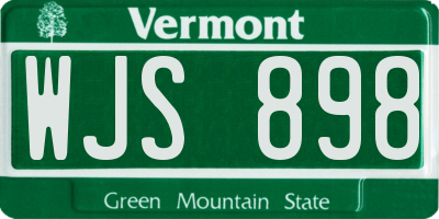 VT license plate WJS898