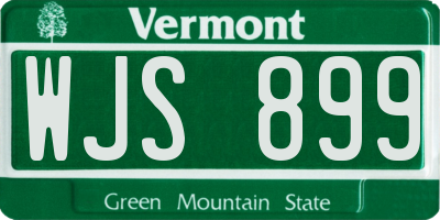 VT license plate WJS899