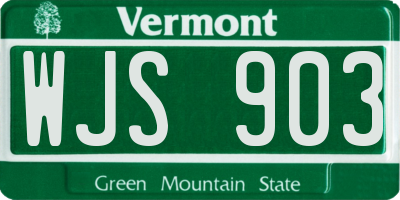 VT license plate WJS903