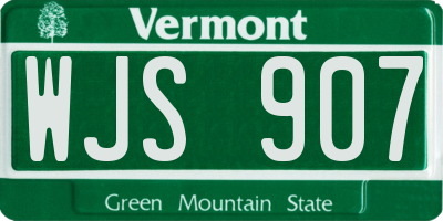 VT license plate WJS907