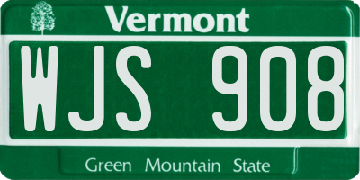 VT license plate WJS908