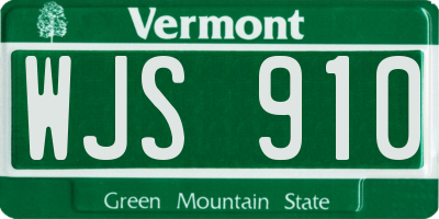 VT license plate WJS910