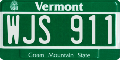 VT license plate WJS911