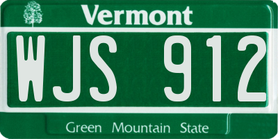 VT license plate WJS912